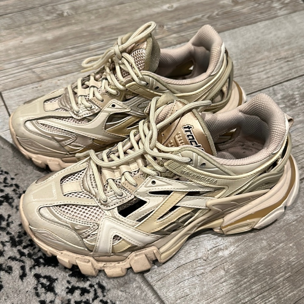 Balenciaga Beige Cream Track Sneakers